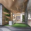 學校定制創意造型鋁方通吊頂工藝鋁方通_波浪形木紋鋁方通