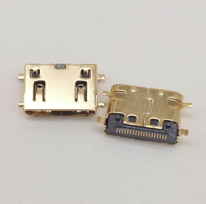 MINI HDMI 19P C型母座貼片SMT 全貼四腳沉板 鍍金