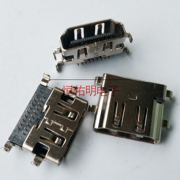 HDMI 19P 反向母座 沉板式插板 板上高度3.37mm 雙排90度
