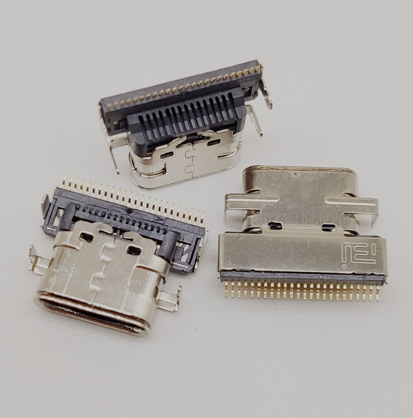 Type-c 24P母座 沉板2.45mm 單排全貼SMT 兩腳插板式DUO 雙殼 居中