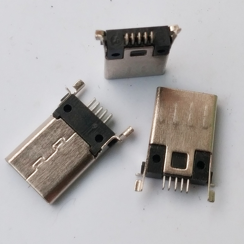 MICRO 5P沉板公頭 反向貼片SMT 貼板插頭 沉板1.1mm  0.3
